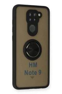 Xiaomi Redmi Note 9 Kılıf Montreal Yüzüklü Silikon Kapak - Siyah