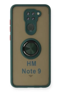 Xiaomi Redmi Note 9 Kılıf Montreal Yüzüklü Silikon Kapak - Yeşil