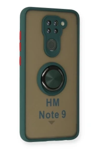 Xiaomi Redmi Note 9 Kılıf Montreal Yüzüklü Silikon Kapak - Yeşil