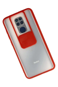 Xiaomi Redmi Note 9 Kılıf Palm Buzlu Kamera Sürgülü Silikon - Kırmızı