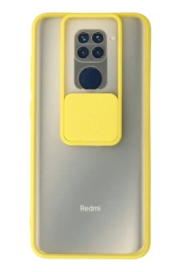 Xiaomi Redmi Note 9 Kılıf Palm Buzlu Kamera Sürgülü Silikon - Sarı