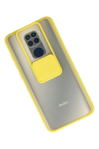 Xiaomi Redmi Note 9 Kılıf Palm Buzlu Kamera Sürgülü Silikon - Sarı