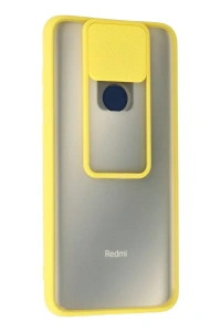 Xiaomi Redmi Note 9 Kılıf Palm Buzlu Kamera Sürgülü Silikon - Sarı