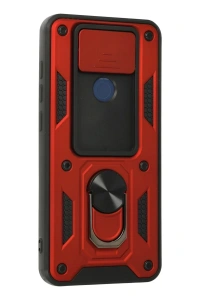 Xiaomi Redmi Note 9 Kılıf Pars Lens Yüzüklü Silikon - Kırmızı