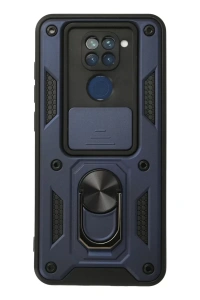Xiaomi Redmi Note 9 Kılıf Pars Lens Yüzüklü Silikon - Lacivert
