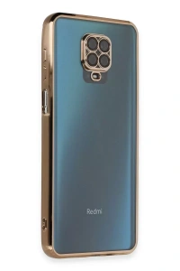 Xiaomi Redmi Note 9 Pro Kılıf Lensli Silikon - Gold