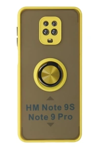 Xiaomi Redmi Note 9 Pro Kılıf Montreal Yüzüklü Silikon Kapak - Sarı