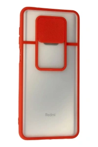 Xiaomi Redmi Note 9 Pro Kılıf Palm Buzlu Kamera Sürgülü Silikon - Kırmızı