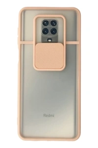 Xiaomi Redmi Note 9 Pro Kılıf Palm Buzlu Kamera Sürgülü Silikon - Pembe