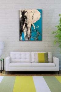 Yalnız Fil Kanvas Tablo 50 x 70