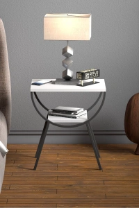 Yan Sehpa Komodin Metal Ayak BEYAZ