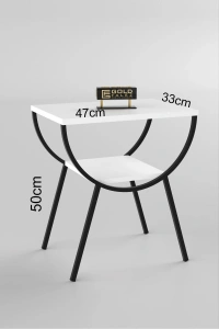 Yan Sehpa Komodin Metal Ayak BEYAZ