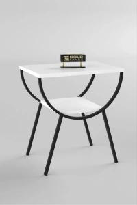 Yan Sehpa Komodin Metal Ayak BEYAZ