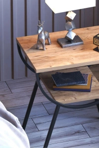 Yan Sehpa Komodin Metal Ayak CEVİZ