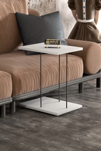 Yan Sehpa Tekerlekli Servis Sehpası HND Dikdörtgen Beyaz