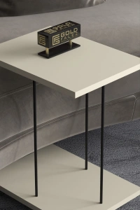 Yan Sehpa Tekerlekli Servis Sehpası HND Dikdörtgen Krem