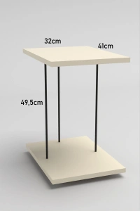 Yan Sehpa Tekerlekli Servis Sehpası HND Dikdörtgen Krem