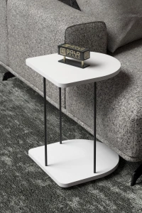 Yan Sehpa Tekerlekli Servis Sehpası HND Oval Beyaz