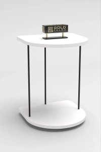 Yan Sehpa Tekerlekli Servis Sehpası HND Oval Beyaz