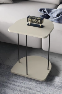 Yan Sehpa Tekerlekli Servis Sehpası Hnd Oval Krem