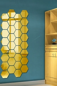 Yapışkanlı Akrilik Gold Ayna Seti 12 Adet