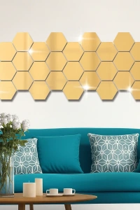 Yapışkanlı Akrilik Gold Ayna Seti 12 Adet