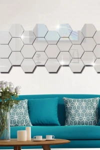 Yapışkanlı Akrilik Gümüş Ayna Seti 12 Adet