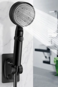 Yapışkanlı Duş Başlığı Tutucu Ayarlı Siyah