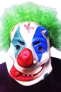 Yeşil Afro Peruklu Palyaço Maske