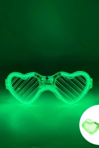 Yeşil LED Işıklı Kalp Gözlük – 3 Modlu