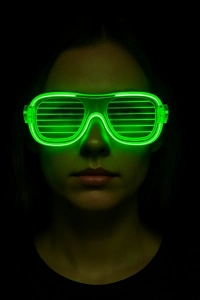 Yeşil LED Işıklı Parti Gözlüğü – Neon Glow Şerit Gözlük 3 Modlu