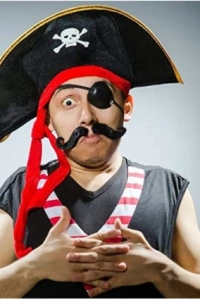 Yetişkin Boy Kadife Kaptan Jack Sparrow Korsan Şapkası ve Plastik Korsan Göz Maskesi