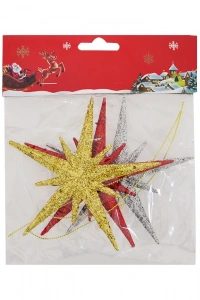 Yılbaşı Ağaç Süsü Simli 3lü Deniz Yıldızı Figürü