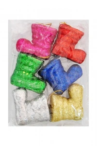 Yılbaşı Ağaç Süsü Simli Çizme 6lı