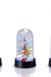 Yılbaşı Temalı Işıklı Dekoratif Cam Fanus - Model 10