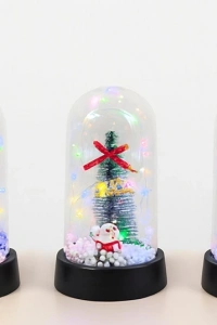 Yılbaşı Temalı Işıklı Dekoratif Cam Fanus - Model 2