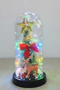 Yılbaşı Temalı Işıklı Dekoratif Cam Fanus - Model 5