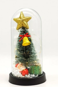 Yılbaşı Temalı Işıklı Dekoratif Cam Fanus - Model 6