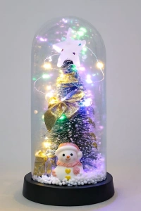 Yılbaşı Temalı Işıklı Dekoratif Cam Fanus - Model 7