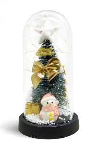 Yılbaşı Temalı Işıklı Dekoratif Cam Fanus - Model 7