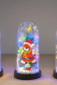 Yılbaşı Temalı Işıklı Dekoratif Cam Fanus - Model 8