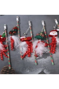 Yılbaşı Temalı Zilli Kedi Oyun Oltası