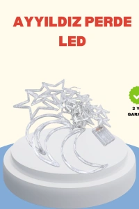 Yıldız Ay Tasarımlı Prizli Perde LED Işık İç Mekan Dekoru