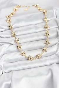 Yıldız Model Pirinç Gold Renk Kadın Kolye