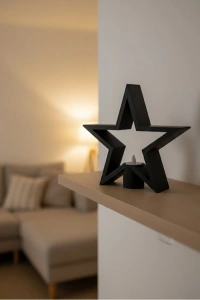 Yıldız Mumluk Siyah Modern Salon ve Raf Dekoru