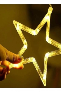 Yıldız Sarkıtlı Perde LED Aydınlatma - 3m Genişlik, 8 Modlu, Günışığı Renk,Ev Süsleme Işığı