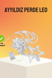 Yıldız ve Ay Figürlü Prizli Perde LED Işık Romantik Ortam Aydınlatması