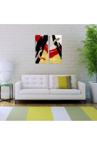 Ying Yang Iki Parça Canvas Tablo (30x70)