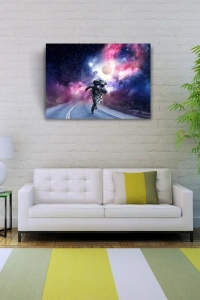 Yolda Koşan Astronot Kanvas Tablo 50 x 70