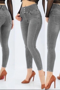 Yüksel Bel Likralı Kot Pantolon (Gri)